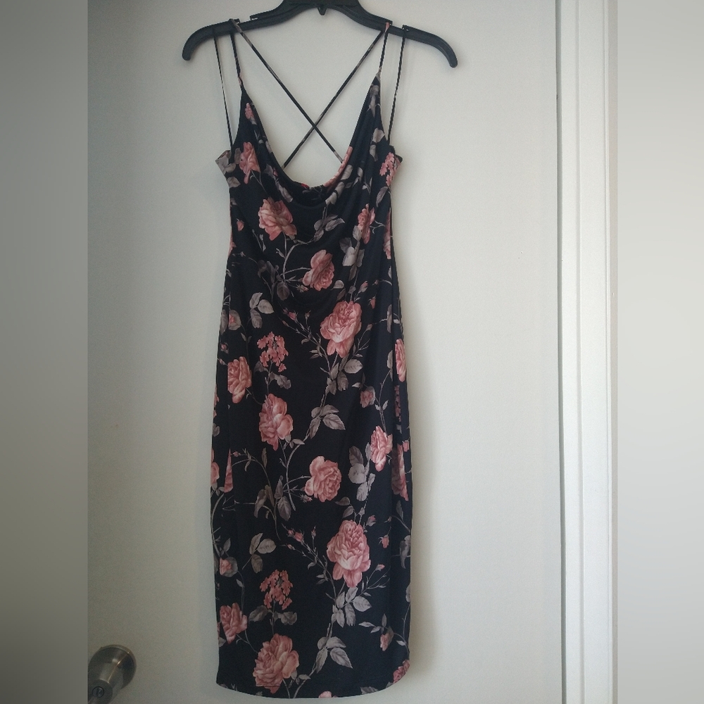 Guess Black and Pink Slip Dress with Spaghetti Straps